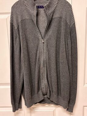 Alan Flusser Men's Charcoal Gray Zip-Up Sweater